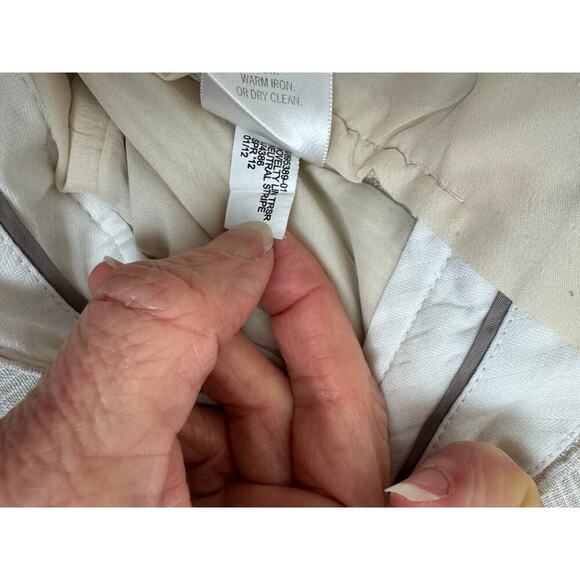 Linen Trouser Neutral Stripe Banana Republic Beige Pants Straight 2012 Size 2 - Picture 10 of 10